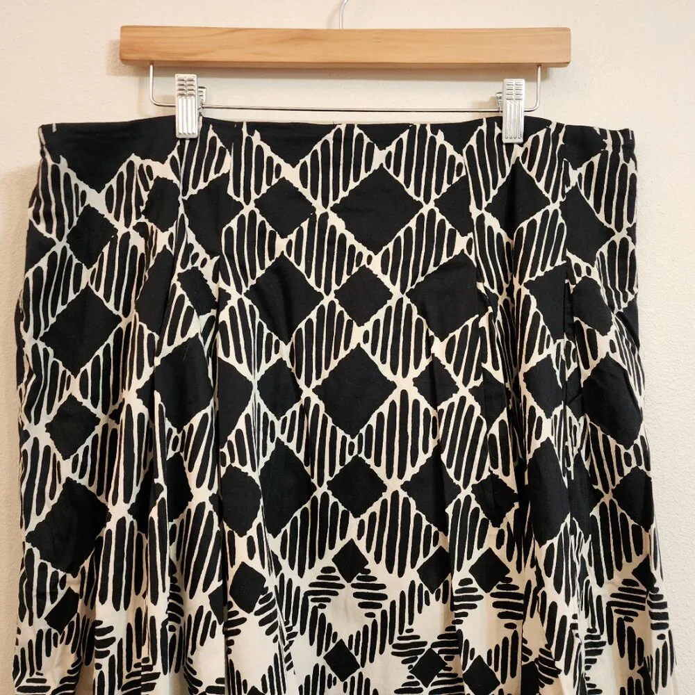 Talbots Women's Skirt Sz 16W A Line Geometric Side Zipper Pleated Career Classic - Picture 5 of 14